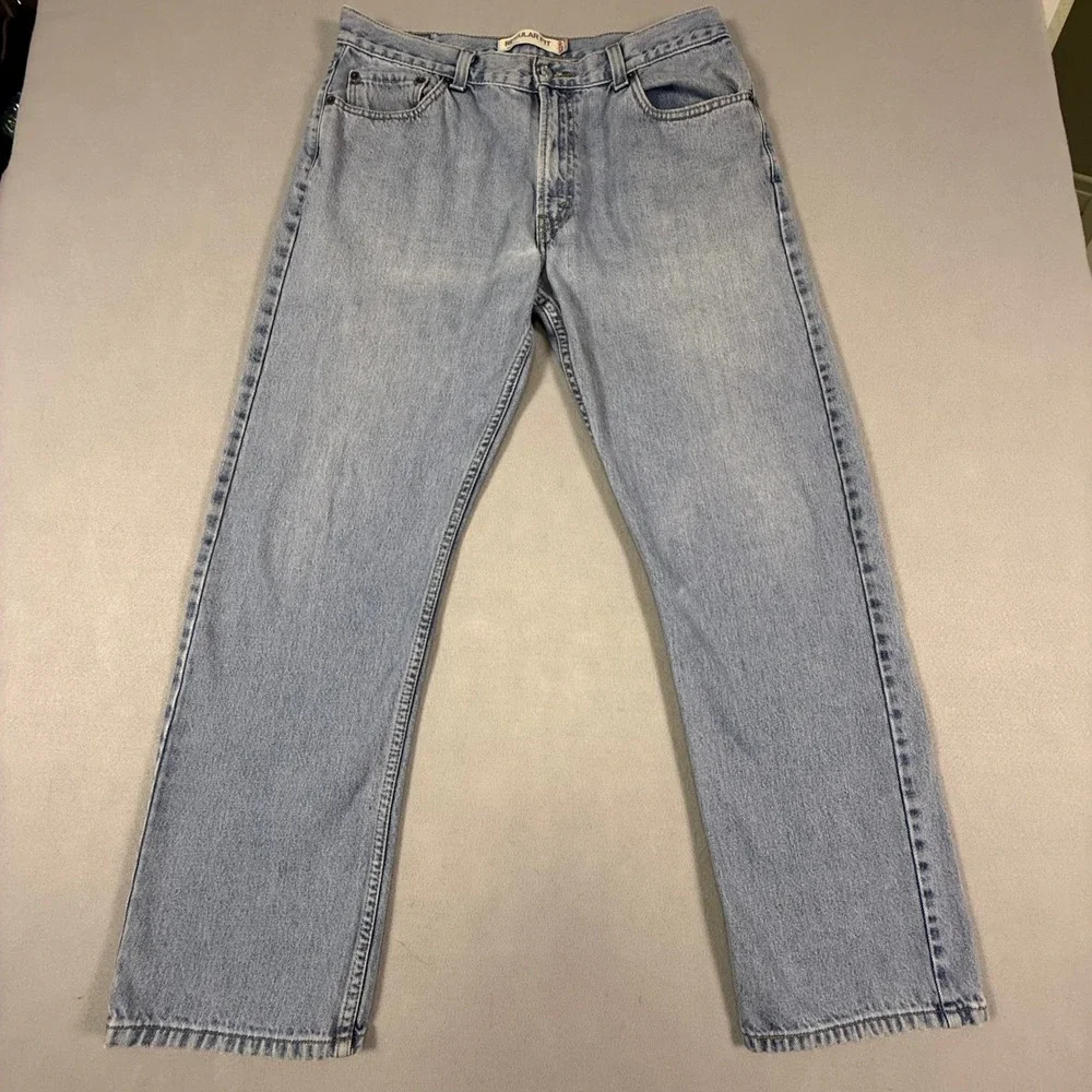 Levis 505 Regular Fit Jeans Mens 36x32 Light Wash Blue Straight Leg Denim‎